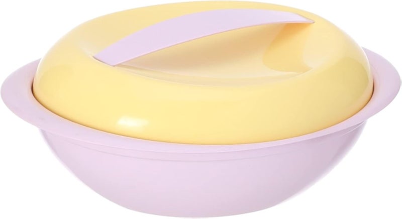 BB Plastic Oval Food Storage Container with Lid, 1500 ml Capacity, Purple/Yellow